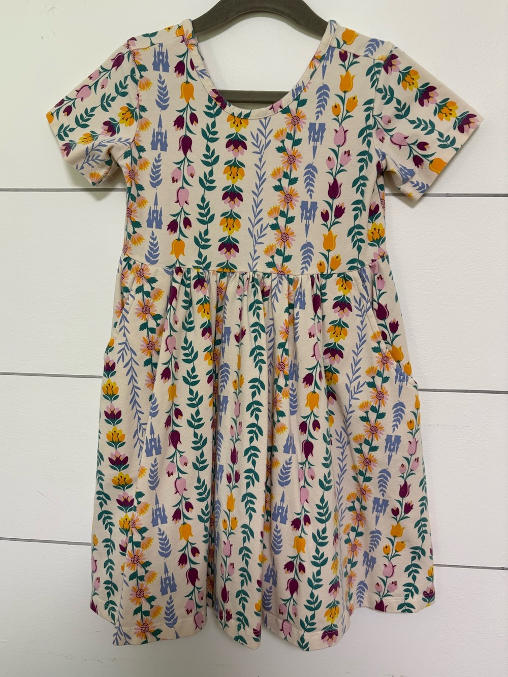 Hanna Andersson Disney Frozen Floral Twirl Dress Pockets Girls Size 5 110